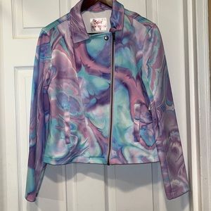 NWT Justice marble/tie dye design jacket (light weight) size 18/20